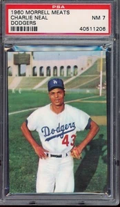 1960 Morrell Meats Franks Charlie Neal PSA 7 NEAR MINT Los Angeles Dodgers - Picture 1 of 2