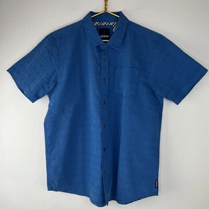 Camisa PrAna Para Hombre Informal Mangas Cortas Mangas Cortas Azul Bordada Patrón Talla L - Imagen 1 de 5