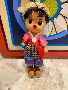 Vintage Handmade South America Boy Doll Folk Art Colorful With Local Textiles - Picture 1 of 9