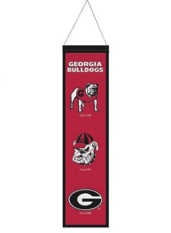 GEORGIA BULLDOGS EMBROIDERED WOOL BANNER 8"X32" W/ HANGING ROPE HIGH QUALITY Cover