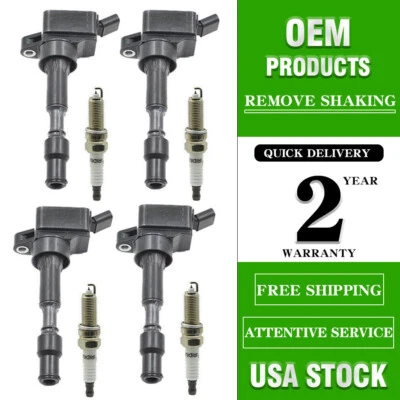 4 Ignition Coils + Spark Plug for 2017-2022 Kia Hyundai Elantra Sonata UF816 OEM - Image 1 of 4