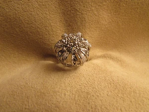 N.O.S.  Vintage Damenring Sterlingsilber großer Cluster klar Zirkonia - Bild 1 von 8