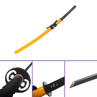 Mustard Tempest Katana: 1095 Carbon Steel w/ Iron Tsuba | Yellow Glossy Saya - Image 1 of 4