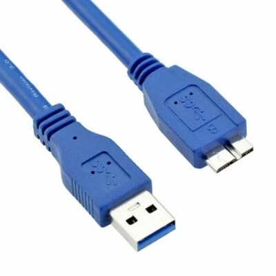 Blue SuperSpeed USB 3.0 Micro B Hard Drive Cable For Seagate WD Toshiba Camera - Image 1 of 4