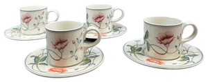 Villeroy & Boch Albertina Cup and Saucer Flat Coffee Tea Floral Set of 4 - Picture 1 of 4