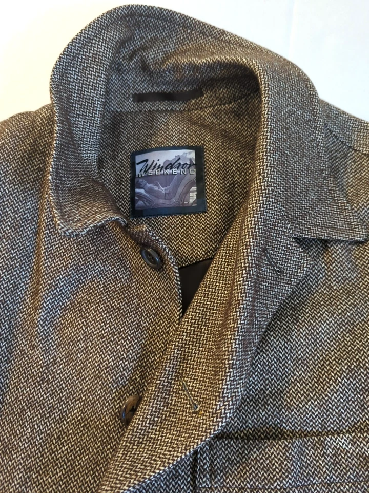 温莎粗花呢夹克男式 50 (L) 丝绸和羊毛德国制造休闲经典钱币 — 第 1/4 张图片