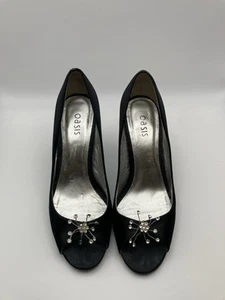 Oasis Ladies Black Heeled Occasion Shoes - UK Size 6 - Picture 1 of 7