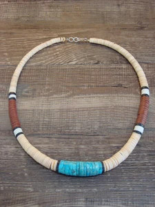 Native American 19" Santo Domingo Multi Stone Heishi Necklace - Crespin - Picture 1 of 7