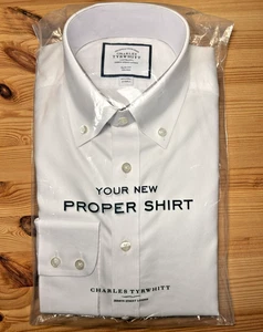 NWT/Sealed - Charles Tyrwhitt London WHITE Slim fit Button Down Non Iron 14.5/3 - Picture 1 of 4