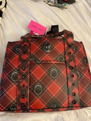 Bolso de Mano Betsey Johnson Negro y Rojo Calaveras a Cuadros XOLOLO BM30540 NUEVO CON ETIQUETAS Foto 1 de 3