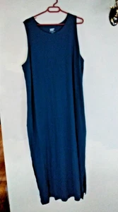 BNWT Lands End Size 24 Teal T-Shirt Maxi Dress Pockets Side splits 100% Cotton - Picture 1 of 8