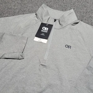 Outdoor Research Shirt Mens Large Light Pewter Baritone 1/4 Quarter Zip Pullover - Picture 1 of 14