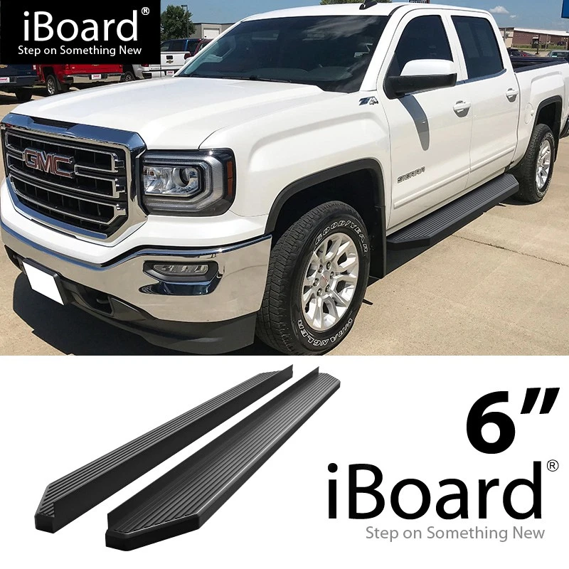 APS Running Board Black 6" Fit Chevy Silverado GMC Sierra Crew Cab 07-18 — 第 1/4 张图片