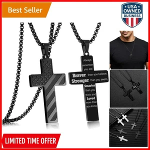 Collar Cruz Bandera Americana RWQIAN para Hombres Versículo Bíblico, Religioso Cristiano Scr - Imagen 1 de 8