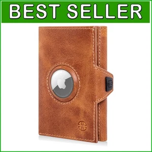 Geldbörse aus vollnarbigem cognacfarbenem Leder mit AirTag & Kartenfächern - Eleganz in Geschenkbox - Bild 1 von 8