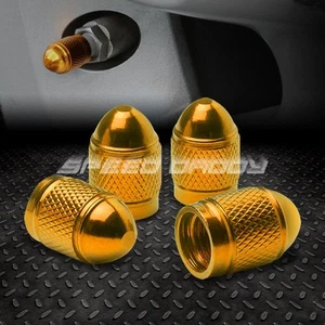 4X ALUMINUM BULLET STYLE TIRE/RIM VALVE/WHEEL AIR PORT COVER STEMS CAP/CAPS GOLD - Picture 1 of 4