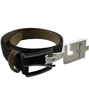 ROBERT GRAHAM Leather Belt Men's Size 38 Black Brown Signature Ripaso RG304895 - Picture 1 of 10