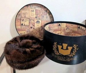 40s 50s Vintage Castor / Goorin Bros. Mink Fur Hat With Box Excellent - Picture 1 of 6