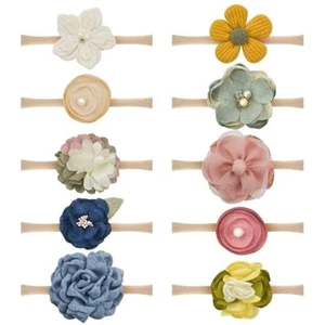 Baby Hair Bow Headbands Nylon Flower Hairband Blossoms Hair Accessories 10PCS - Picture 1 of 5