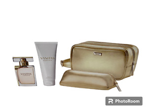 VERSACE VANITAS Perfume Gift Set  4pcs: 3.4oz EDP, B.Lotion, 2 golden pouchette
