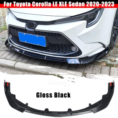 Para 2020-2023 Toyota Corolla Sedan XLE LE para-choque dianteiro divisor de lábios preto brilhante - Imagem 1 de 4