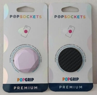 2 POPSOCKETS PREMIUM SUPORTE DE TELEFONE POPGRIP TROCÁVEL TECIDO CARBONITA LILÁS NOVO! - Imagem 1 de 2
