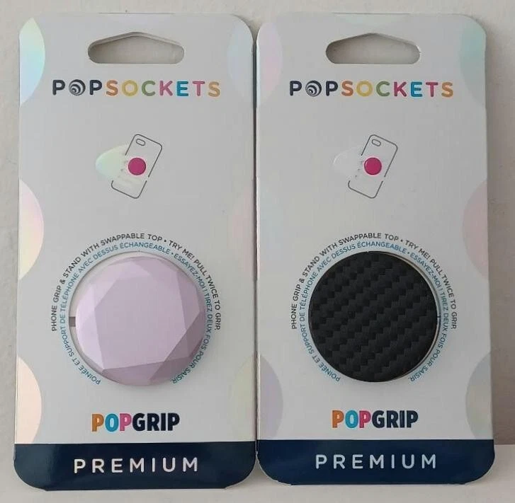 2 POPSOCKETS PREMIUM SWAPPABLE POPGRIP PHONE STAND LILAC CARBONITE WEAVE NEW! - Image 1 of 2
