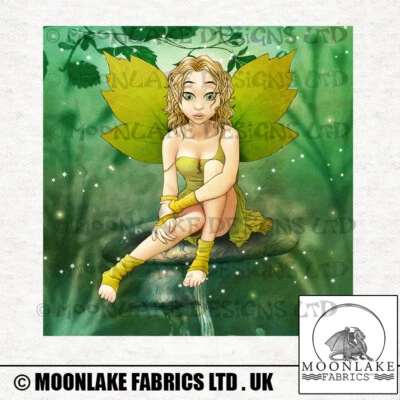 MOONLAKE FABRICS LTD Fee, grüne Esche Stoff Handarbeit Paneele in 100% Baumwolle oder Polyester