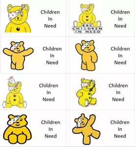 40 x Children in need/pudsey bear Day (M) labels/stickers cakes/gift bags/sweets - Picture 1 of 1