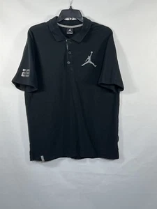 Nike Air Jordan Polo Golf Shirt Men L Black Gray Jumpman #23 Short Sleeve - Picture 1 of 8