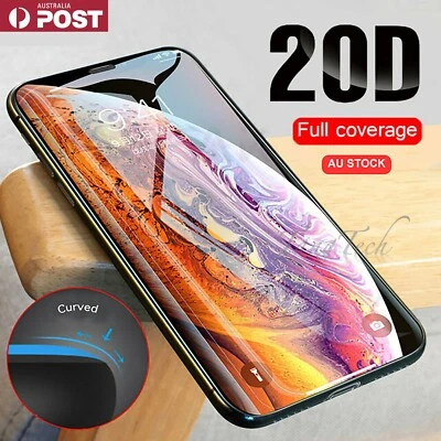 For iPhone XS XR 11-17 Pro Max 20D FULL Cover Tempered Glass Screen Protector - Image 1 of 4