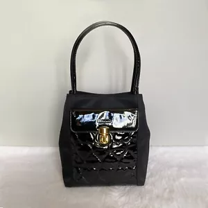MOSCHINO Borsa tote vintage nera cuore pelle trapuntata nylon - Foto 1 di 12