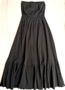 South UK Size 8 Strapless Cotton Black Elasticated Tiered Maxi Dress Women - Picture 1 of 20