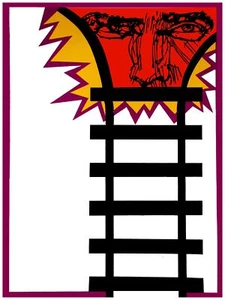2016.Red face man Rail track quality Poster.Cerebral Home interior design art - Picture 1 of 1
