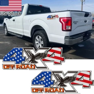 2x US Flag Eagle 4X4 OFF ROAD Rear Truck Bed Side Fender Sticker For Ford F-150 - Picture 1 of 8