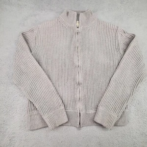 J Crew Womens Sweatshirt Extra Large Grey Sweater Full Zip Chunky Rib Knit Heavy - Picture 1 of 10