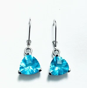 E71010L 3.25ct Blue/Green/Red Helenite 10mm Trillion Sterling Silver Earrings - Picture 1 of 7