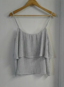 H&M Women's Strappy Top White Grey Cottage Core Summer Size 16 - Picture 1 of 5