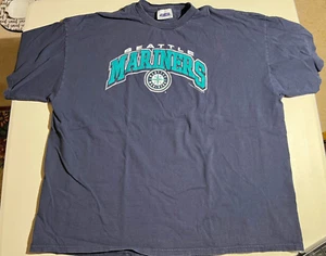 Y2K 2002 Seattle Mariners Tee Shirt Navy Blue w/ Graphic Logos 3XL - Picture 1 of 16