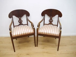 Biedermeier Sessel Stühle 2 Stück in Mahagoni um 1890 - Bild 1 von 10