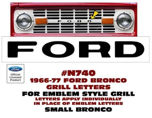 N740 1966-77 FORD BRONCO - FORD FRONT GRILLE - LETTER SET - FORD NAME - LICENSED - Bild 1 von 2