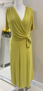 Nightingales Midi Dress Size 16 Citrus Green With Short Sleeves - Picture 1 of 15