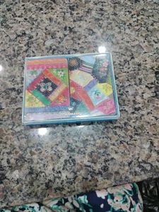 Vintage 1960s Hallmark Playing Cards Bridge 2 Full Decks Patchwork Plastic Case - Picture 1 of 2