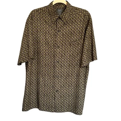 Crazy Horse Shirt Men Sz M Greens & Black Button Up S Slv 100% Rayon Pocket - Image 1 of 4