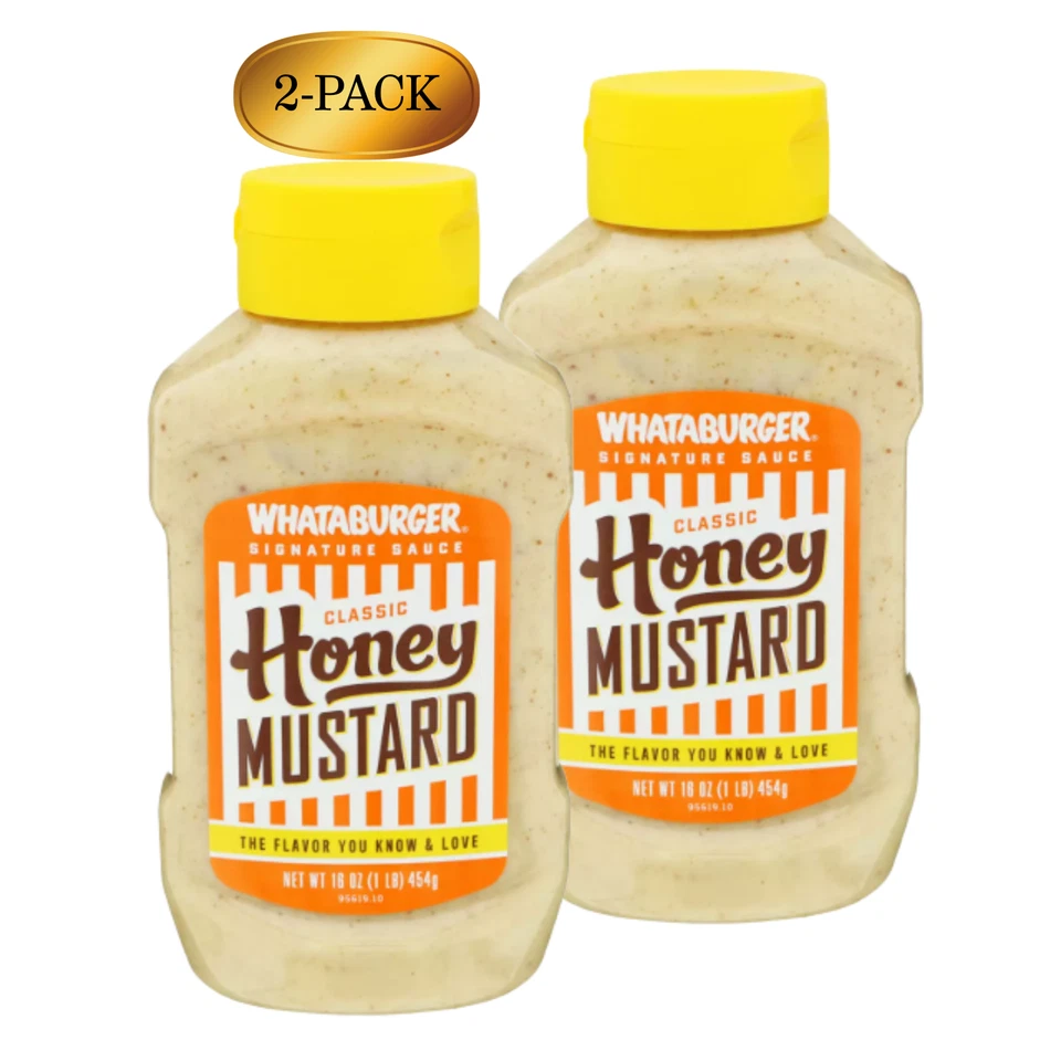 Paquete de 2 mostaza miel Whataburger (16 oz cada uno) - dulce y picante - exclusivo de Texas Foto 1 de 1
