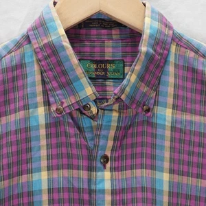 ALEXANDER JULIAN COLOURS LONG SLEEVE SHIRT TURQUOISE BLUE PURPLE L 16-16-1/2 - Picture 1 of 6