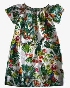 J CREW Multicolor TROPICAL/FLORAL 100% Cotton OFF THE SHOULDER Sundress 16T - Picture 1 of 14