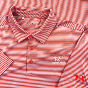 Virginia Tech Hokies Poloshirt Herren XL orange gestreift Performance Under Armour - Bild 1 von 10