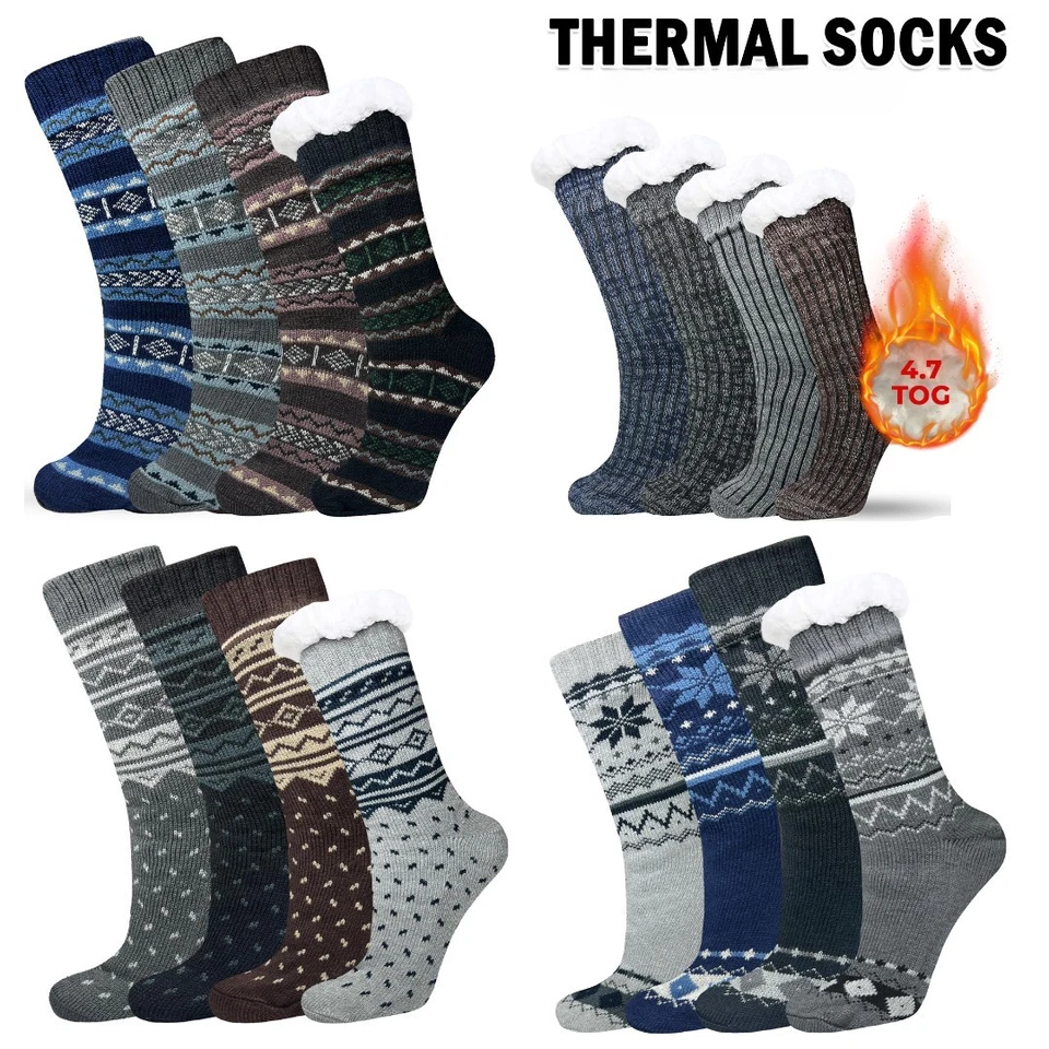 Fleece Sherpa Lining Sock 4.7 Tog Christmas Xmas Mens Thermal Socks UK Size 6-11 - Image 1 of 1