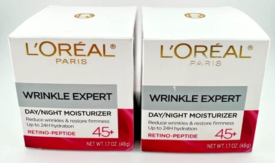 Paquete de 2 cremas hidratantes día/noche L’Oreal Wrinkle Expert 45+ retino-péptido 1,7 oz Foto 1 de 4